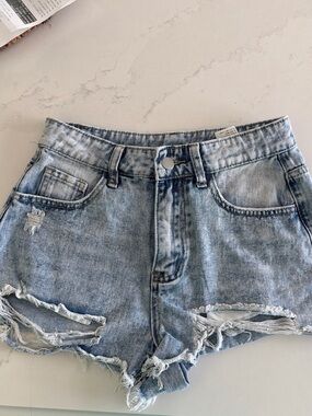 Light Wash Distressed Denim Women's Shorts